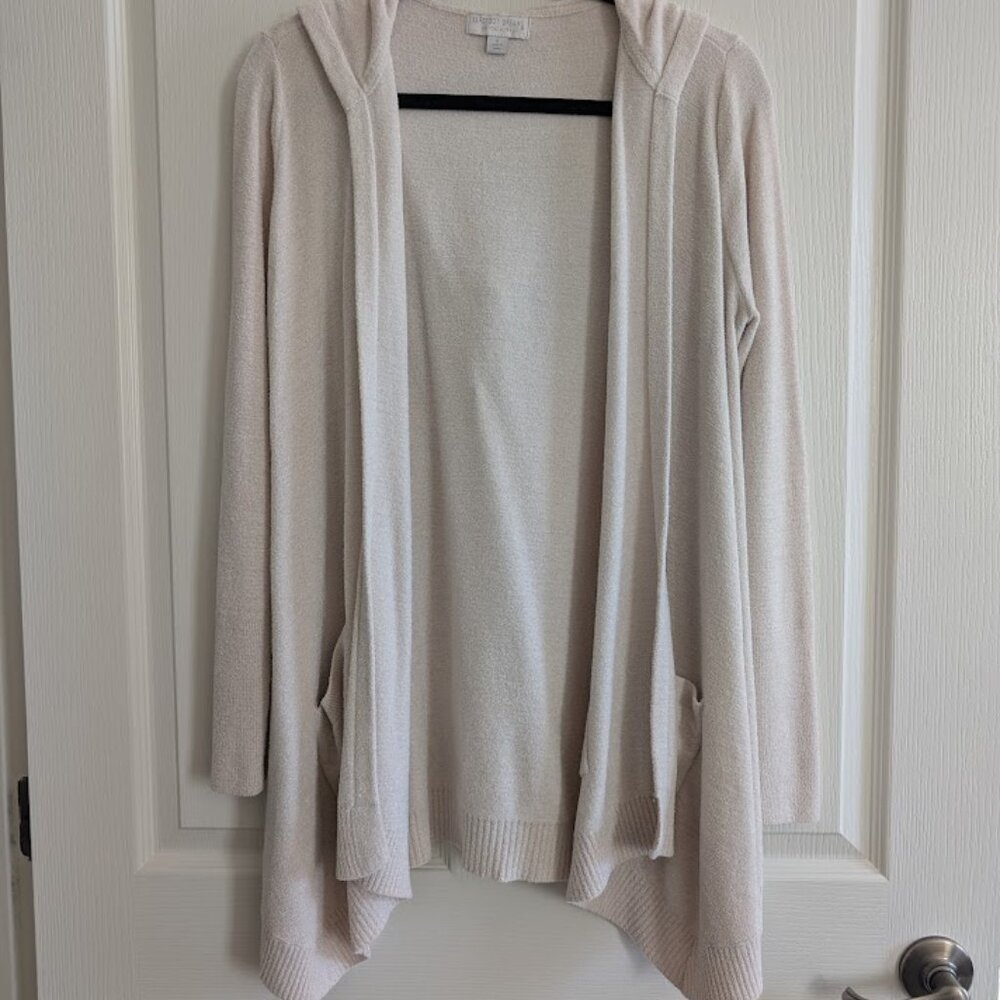 Barefoot Dreams Cozy Chic Ultra Lite Seashore Cardigan with Hood Sz Small NWOT
